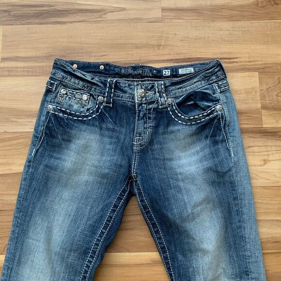 Miss Me Easy Cropped Jeans Size 27 JE5380EC4 Embellished Pockets Cuffed Hem - Picture 2 of 11